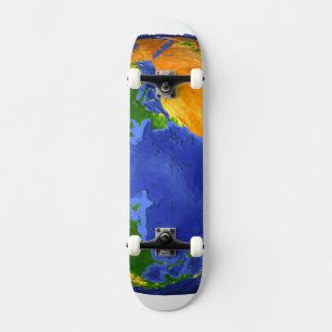 Vollständig die Erde mit topographischen Daten. Skateboard