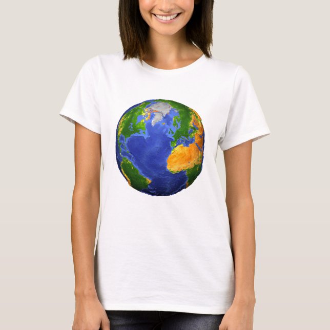 Vollständig die Erde mit topographischen Daten. T-Shirt (Vorderseite)