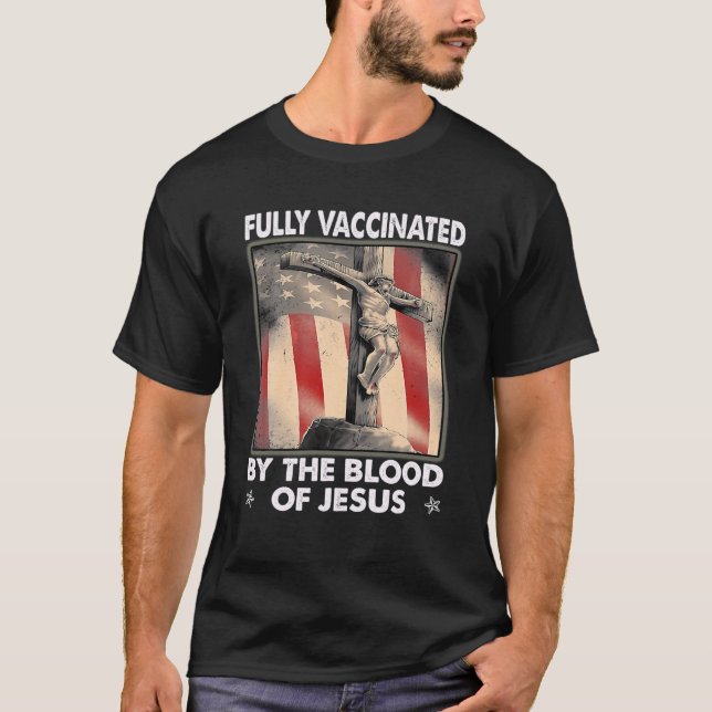 vollständig durch das Blut Jesu mit der Flagge C g T-Shirt (Vorderseite)
