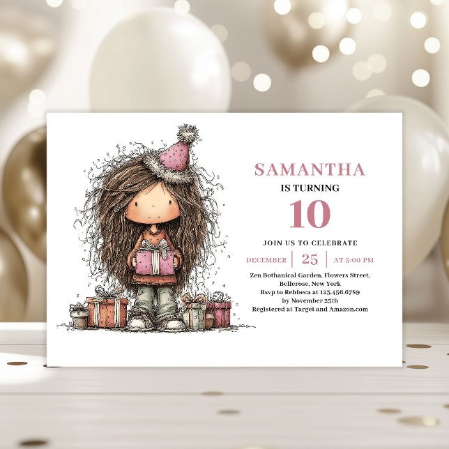 Vollständig editierbare digitale Geburtstagseinlad Einladung (Fully Editable Girl Birthday Invitation Digital)