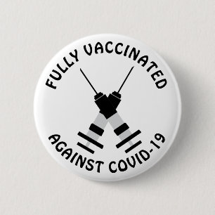 Vollständig gegen Covid-19, Coronavirus geimpft, a Button