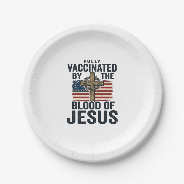 Vollständig geimpft durch das Blut Jesu Patriotisc Pappteller (Vorderseite)
