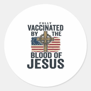 Vollständig geimpft durch das Blut Jesu Patriotisc Runder Aufkleber