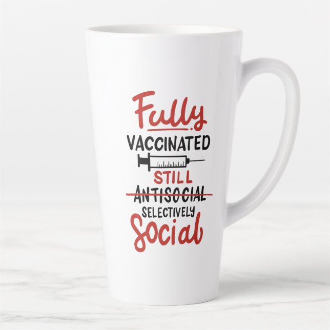 Vollständig geimpfte antisoziale COVID 19 Impfstof Milchtasse (Rechts)