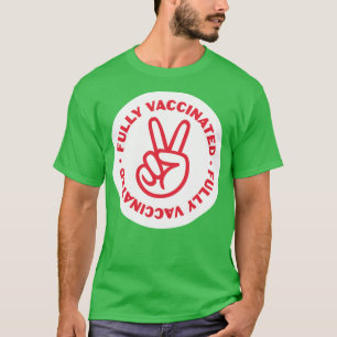 Vollständig geimpfte Hand V Rot und Weiß T-Shirt