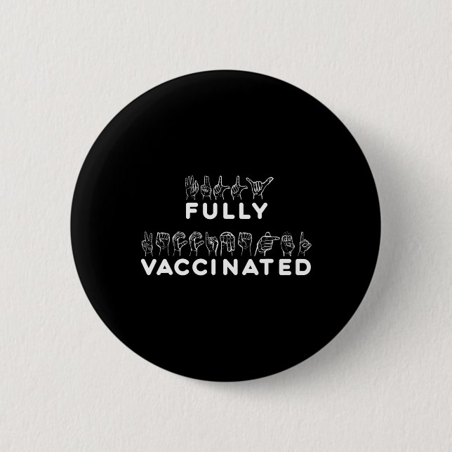Vollständig geimpfte Handzeichen Button (Vorderseite)