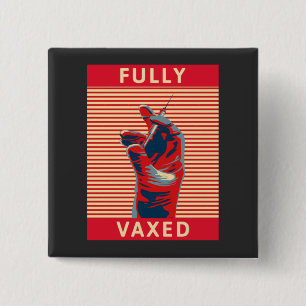 Vollständig geimpfte Schlüsselanhänger Button