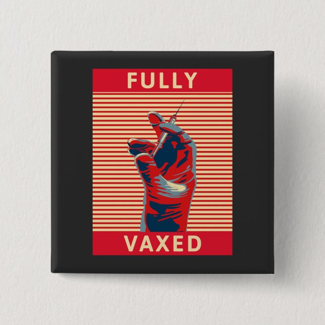 Vollständig geimpfte Schlüsselanhänger Button (Vorderseite)