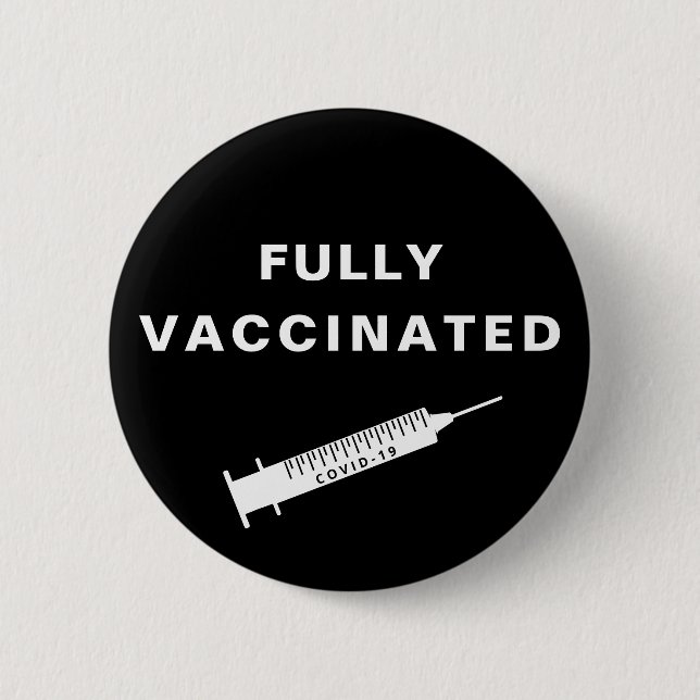 Vollständig geimpftes Covid-19 Black Button (Vorderseite)