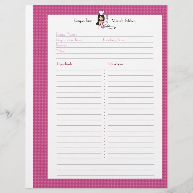 Vollständig Illustrierte Rezept-Seite für Binder-B (Vorderseite)