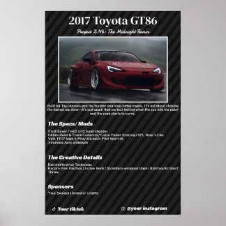 Vollständig maßgeschneiderte Car Show Spec Board Poster