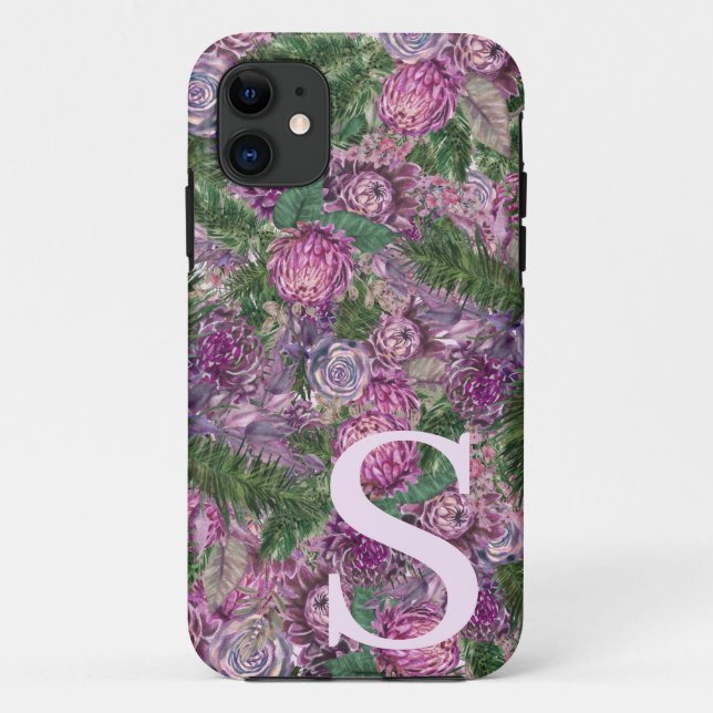 Vollständig mit Monogramm Personalisierte Blume Case-Mate iPhone Hülle (Rückseite)