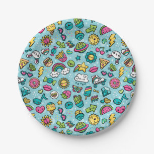 Vollständig Niedliche Doodles-Papierdruckpapier-Te Pappteller