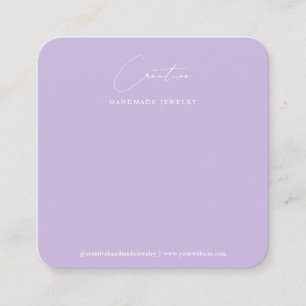 Vollständig Soft Blush Lila Handgeschriebene Schri Quadratische Visitenkarte