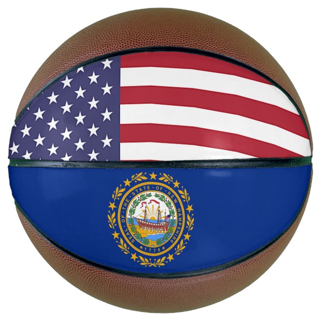 Vollständige Basketball mit Flag New Hampshire USA (Vorderseite)