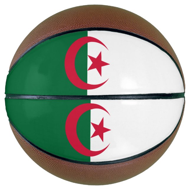 Vollständige Basketball mit Flagge Algeriens (Vorderseite)