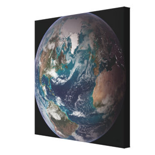Vollständige Darstellung der Erde mit globalen Dat Leinwanddruck