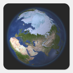 Vollständige Erde, die den arktischen Raum zeigt Quadratischer Aufkleber