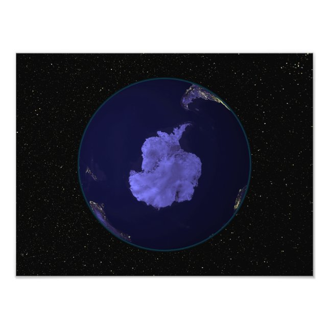 Vollständige Erde in der Nacht mit Lichtern in den Fotodruck (Vorne)