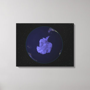 Vollständige Erde in der Nacht mit Lichtern in den Leinwanddruck