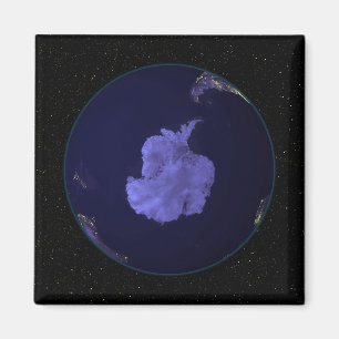 Vollständige Erde in der Nacht mit Lichtern in den Magnet