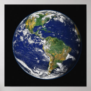 Vollständige Erde mit der Western-Hemisphäre Poster