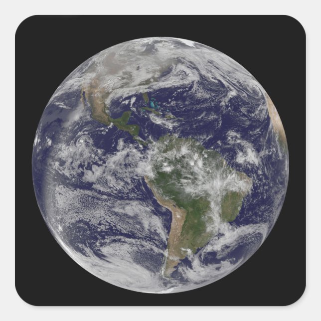 Vollständige Erde mit Nord- und Südamerika 4 Quadratischer Aufkleber (Vorderseite)