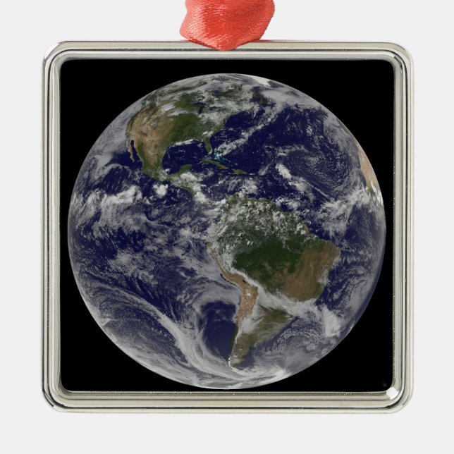 Vollständige Erde mit Nord- und Südamerika Ornament Aus Metall (Vorne)