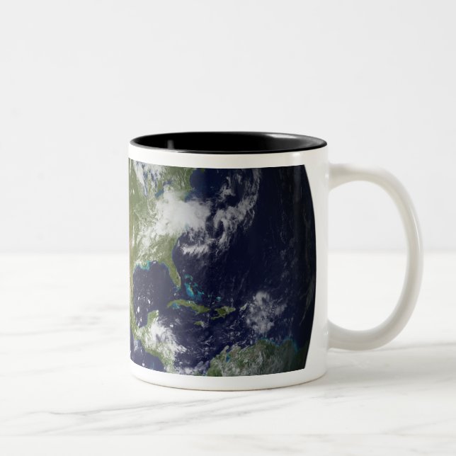Vollständige Erde mit Nordamerika Zweifarbige Tasse (Rechts)