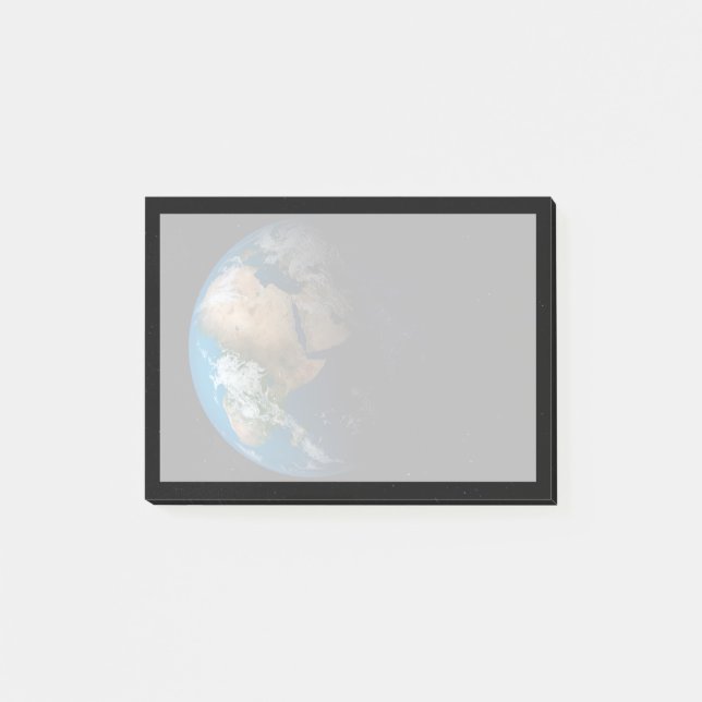 Vollständige Erde mit simulierten Wolken über Afri Post-it Klebezettel (Vorderseite)