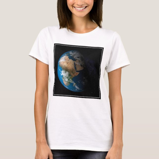 Vollständige Erde mit simulierten Wolken über Afri T-Shirt (Vorderseite)