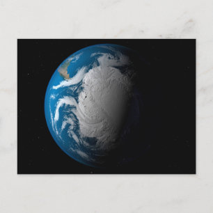 Vollständige Erde mit simulierten Wolken über der  Postkarte