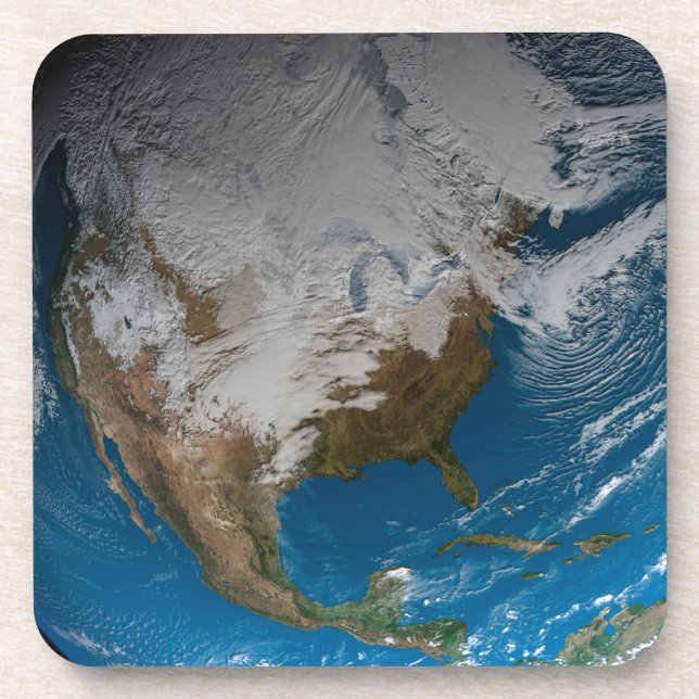 Vollständige Erde mit simulierten Wolken über Nord Getränkeuntersetzer (Vorderseite)