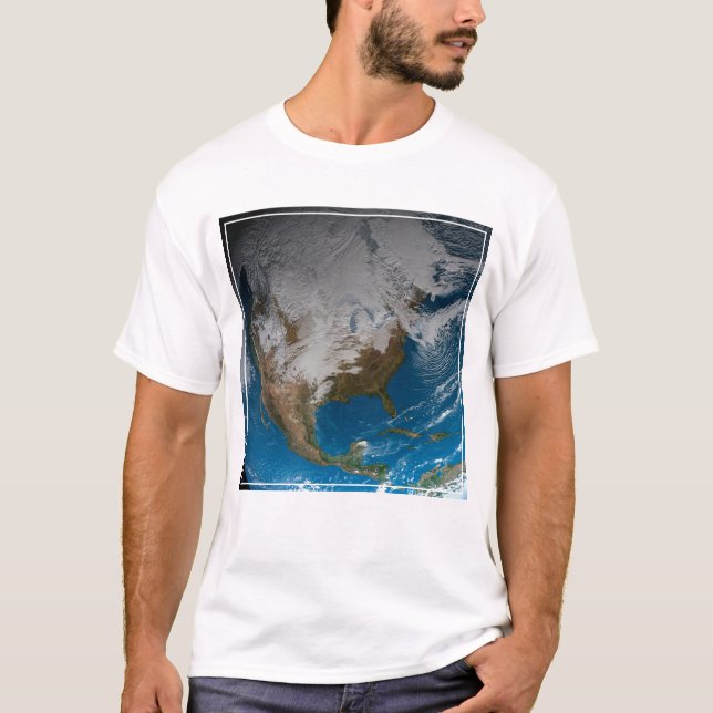 Vollständige Erde mit simulierten Wolken über Nord T-Shirt (Vorderseite)