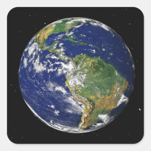 Vollständige Erde mit Südamerika 2 Quadratischer Aufkleber