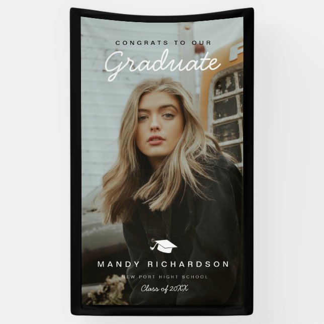 Vollständige Foto-Glückwünsche zum Graduate Black  Banner (Vertikal)