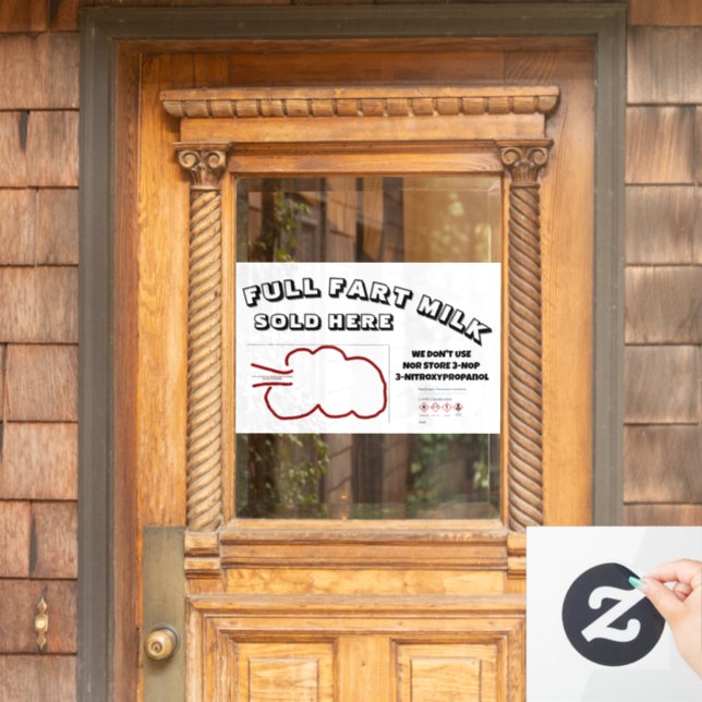 Vollständige Furz von Milch von RoseWrites-Fenster Fensteraufkleber (Haustür)