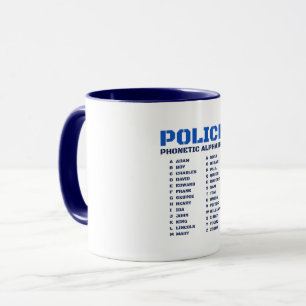 Vollständige Polizeiphonetik A bis Z Alphabet Tasse