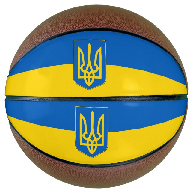 Vollständiger Basketball mit Flagge der Ukraine (Vorderseite)