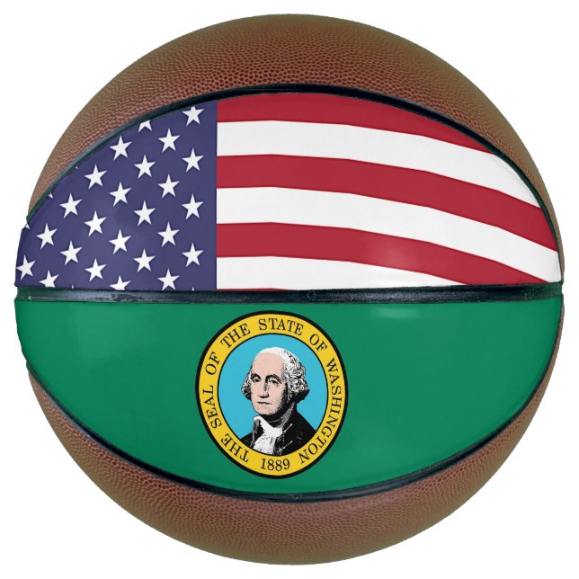 Vollständiger Basketball mit Flagge des Washington (Vorderseite)