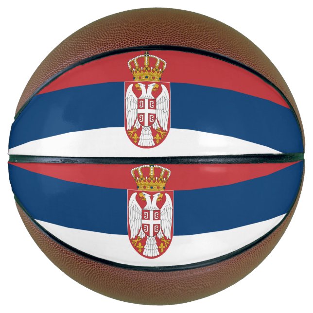 Vollständiger Basketball mit Flagge Serbiens (Vorderseite)