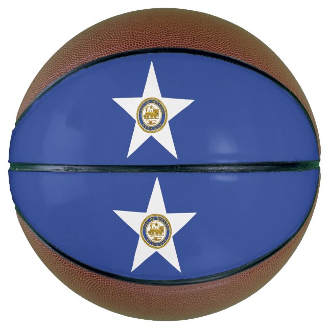 Vollständiger Basketball mit Flagge von Houston (Vorderseite)