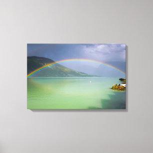 Vollständiger doppelter Regenbogen Leinwanddruck