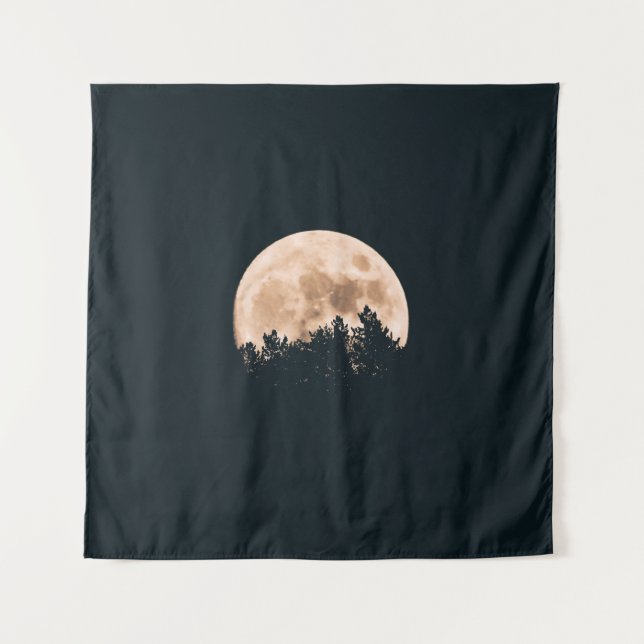 VOLLSTÄNDIGER MOND HINTER EINER SILHOUETTE WANDTEPPICH (Vorderseite)