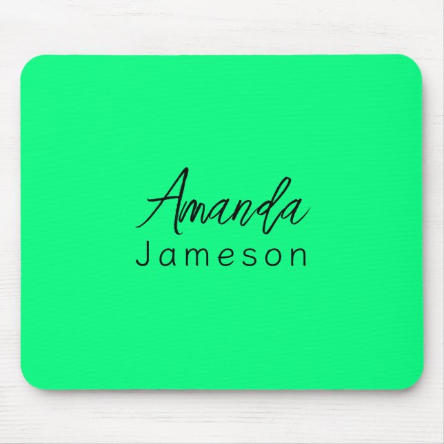 Vollständiger Name Einfache Minimale Monogram Neon Mousepad (Vorne)