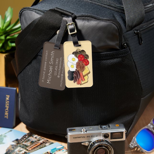 Vollständiges englisches Frühstück UK Britische Kü Gepäckanhänger (Vorderseite & Rückseite)