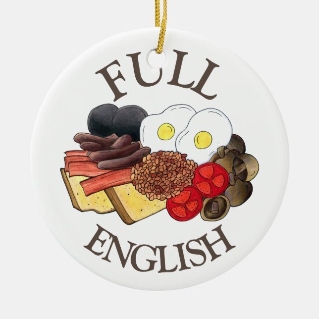 Vollständiges englisches Frühstück UK Britische Kü Keramik Ornament (Vorne)
