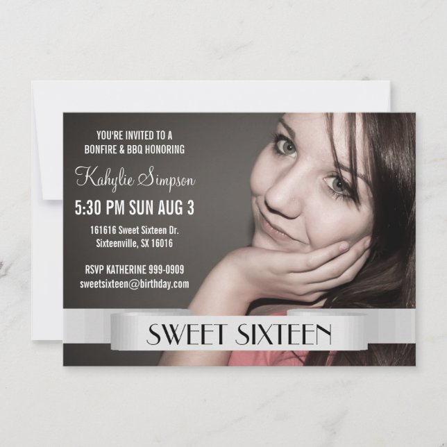 Vollständiges Foto 16 . Geburtstag Geburtstagspart Einladung (Vorderseite)