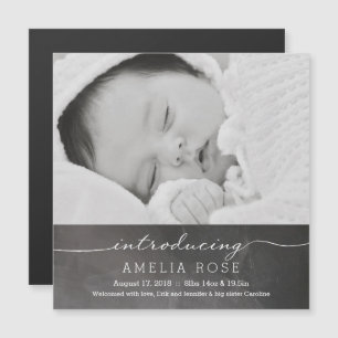 Vollständiges Foto-Babyankündigung im Chalkboard Magneteinladung