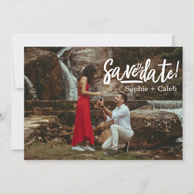 Vollständiges Foto-Design mit moderner Schrift Save The Date (Vorderseite)